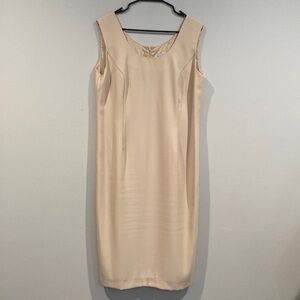 Karen Miller Cream Colored Sleeveless Pencil Dress - Size 14P 14 Petite